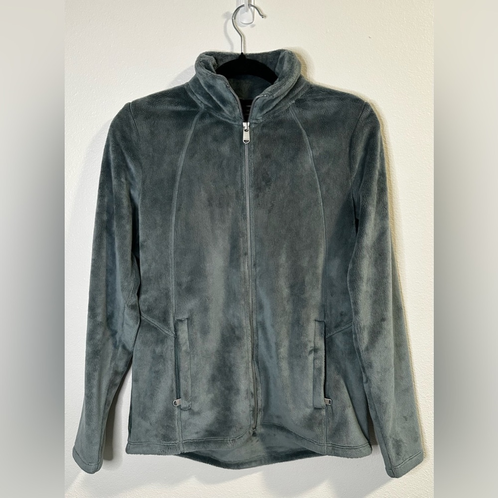Athleta Soft Fuzzy Zip Up Jacket Sweatshirt - Soft Teal - Size XS - Like New